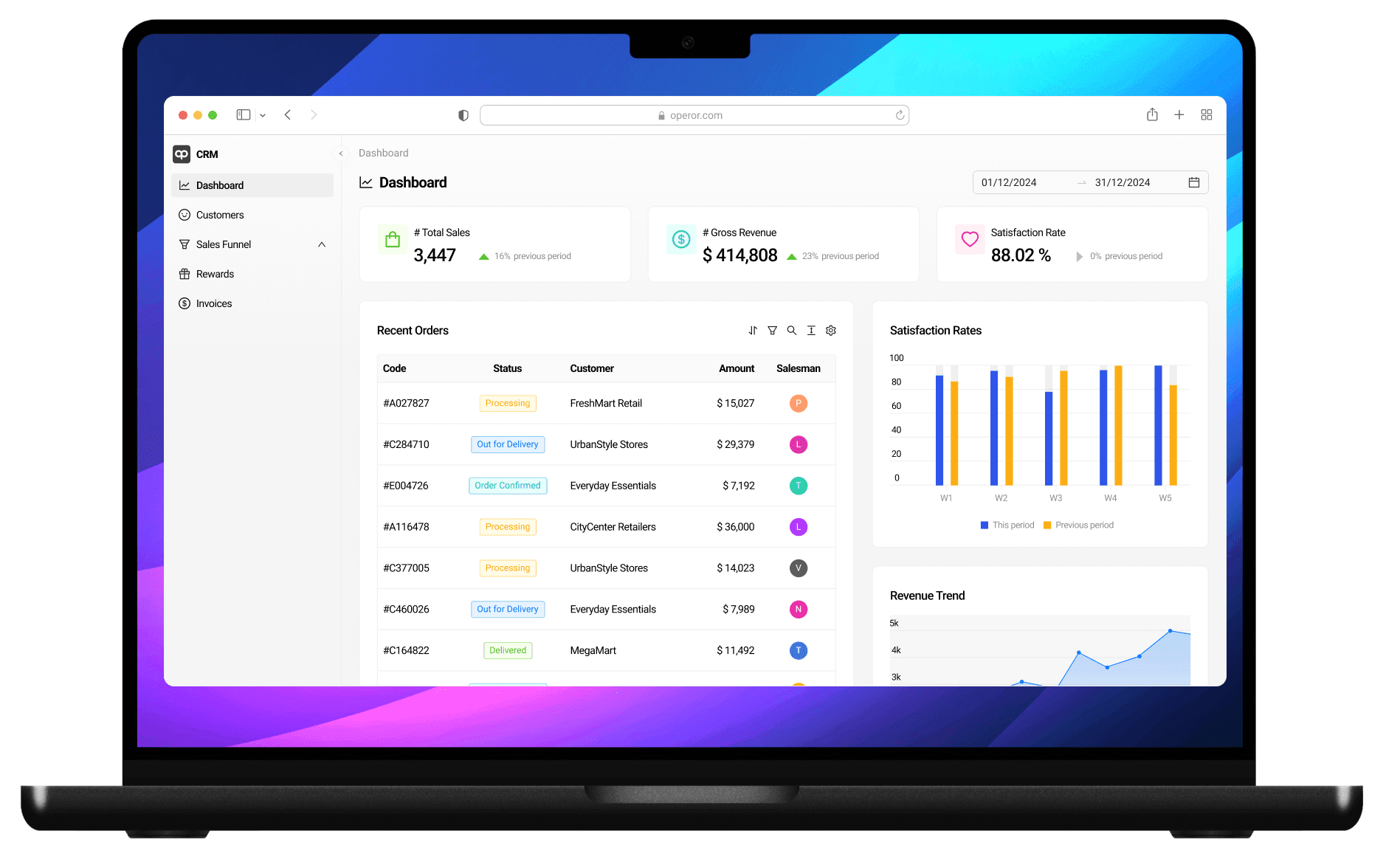Tab feature of operor